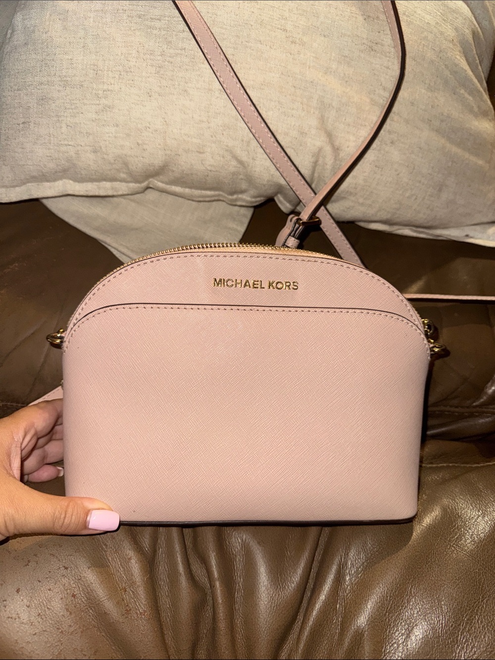 Michael Kors Blush Saffiano Dome Crossbody Bag